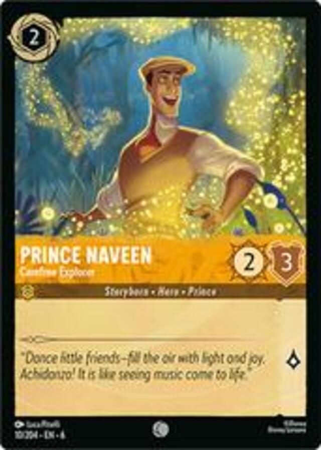 Disney Lorcana: Azurite Sea COMMON Prince Naveen - Carefree Explorer #10/204