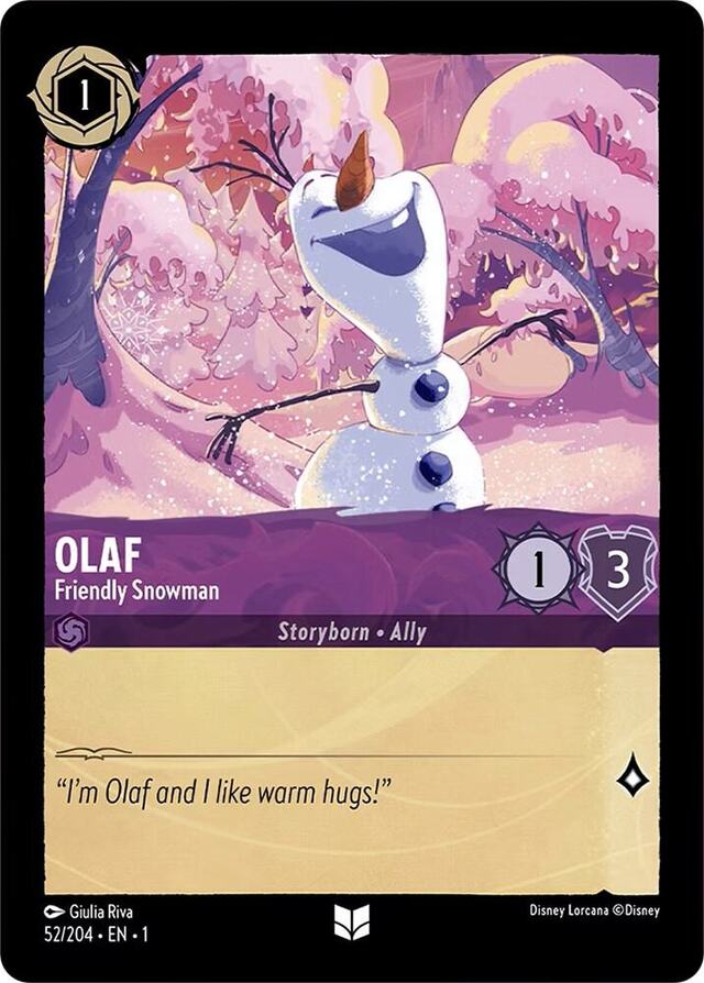 Disney Lorcana: First Chapter UNCOMMON Olaf - Friendly Snowman #52/204