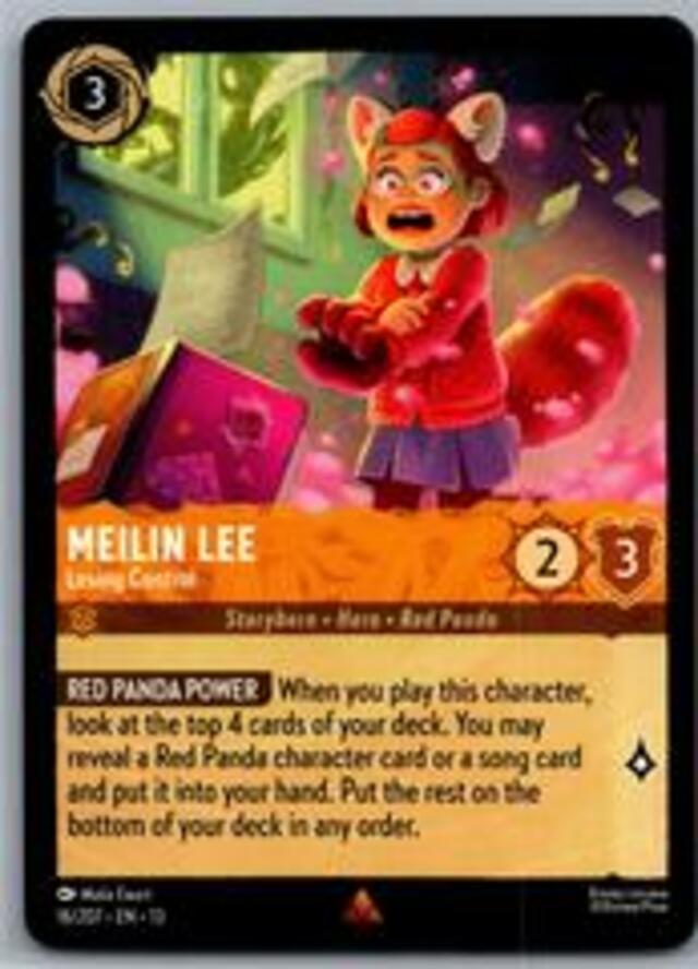 Disney Lorcana: Attack Of The Vine RARE Meilin lee - Losing Control #16/204