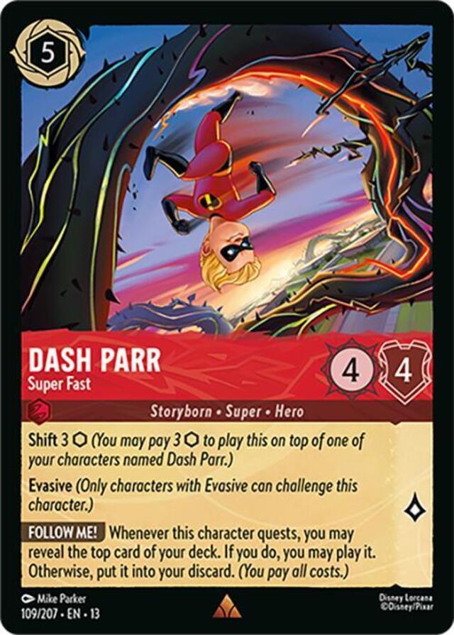 Disney Lorcana: Attack Of The Vine RARE Dash Parr - Super Fast #109/207