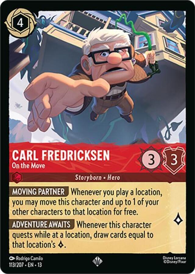 Disney Lorcana: Attack Of The Vine SUPER RARE Carl Fredricksen - On The Move #113/207