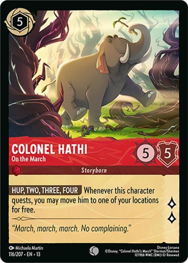 Disney Lorcana: Attack Of The Vine COMMON FOIL Colonel Hathi - On The March #116/207