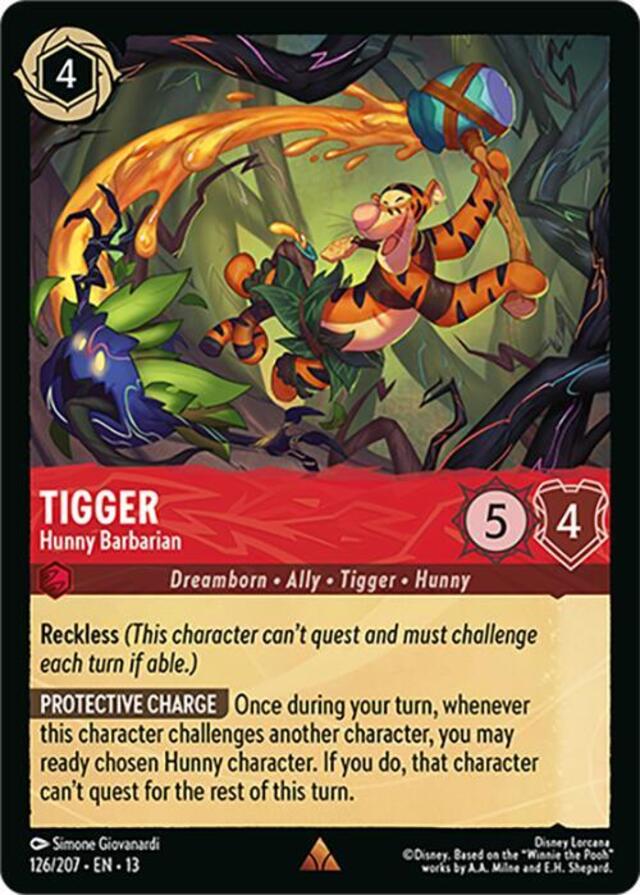 Disney Lorcana: Attack Of The Vine RARE Tigger - Hunny Barbarian #126/207