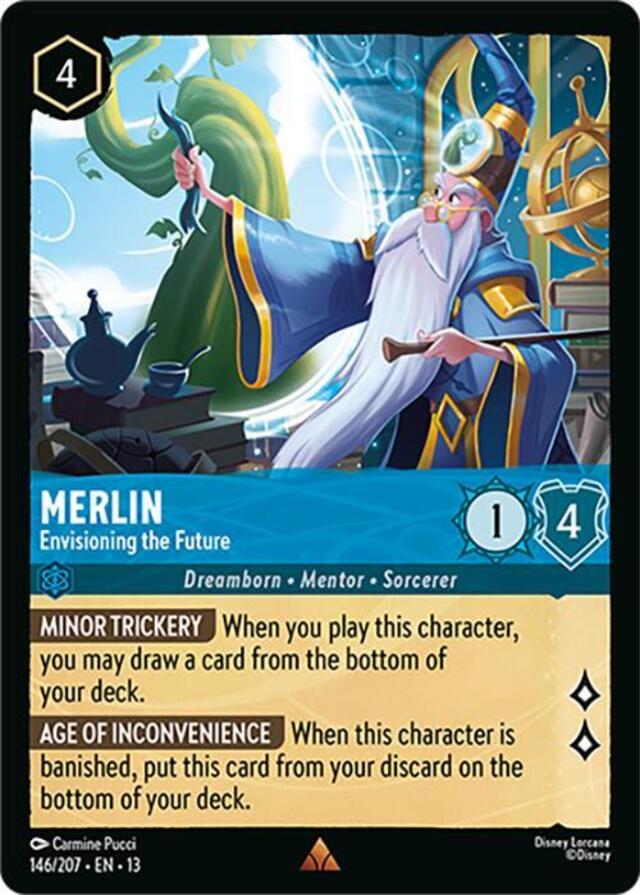 Disney Lorcana: Attack Of The Vine RARE Merlin - Envisioning The Future #146/207