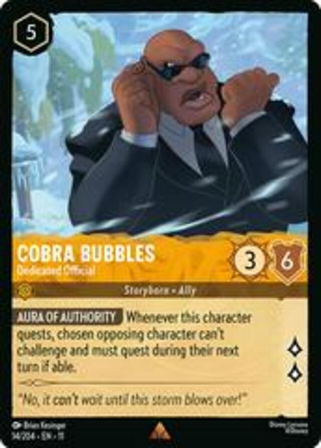 Disney Lorcana: Winterspell RARE Cobra Bubbles - Dedicated Official #14/204