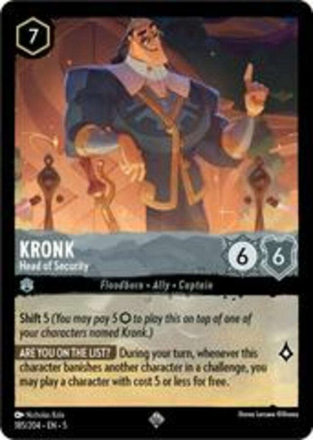 Disney Lorcana: Shimmering Skies SUPER RARE Kronk - Head Of Security #185/204