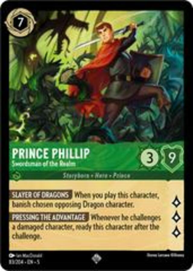 Disney Lorcana: Shimmering Skies SUPER RARE Prince Phillip - Swordsman Of The Realm #83/204