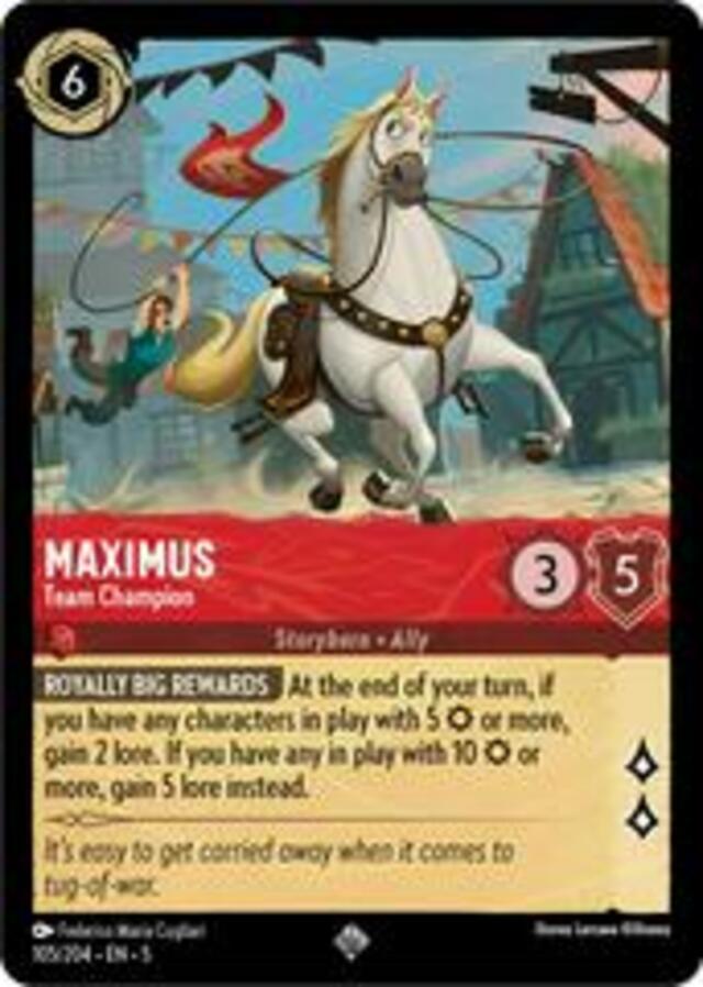 Disney Lorcana: Shimmering Skies SUPER RARE Maximus - Team Champion #105/204