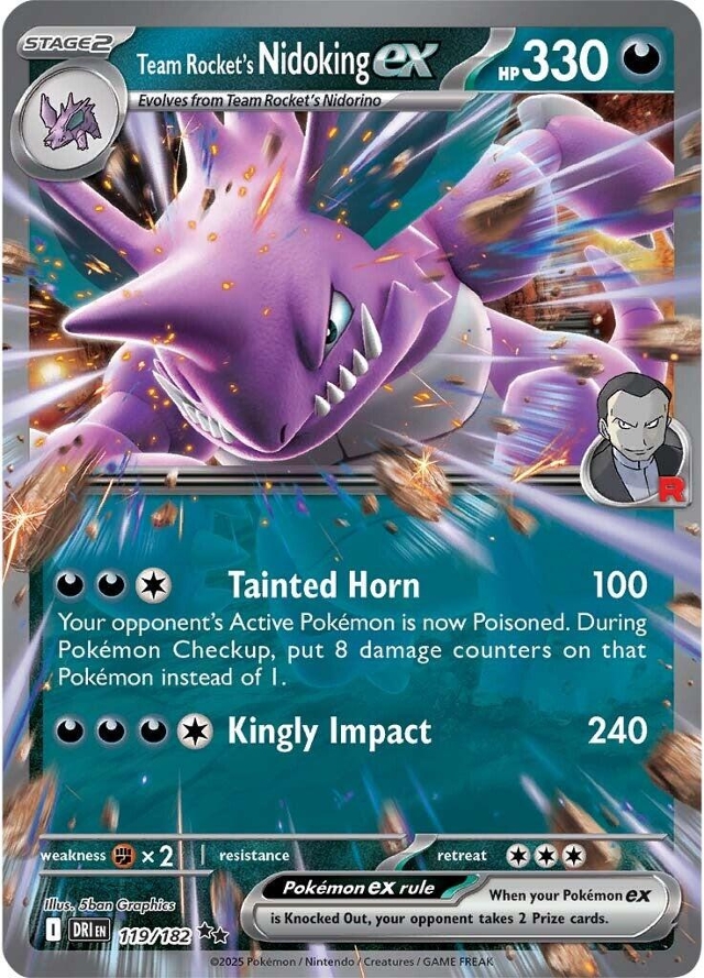 Pokemon TCG: Team Rockets Nidoking EX 119/182