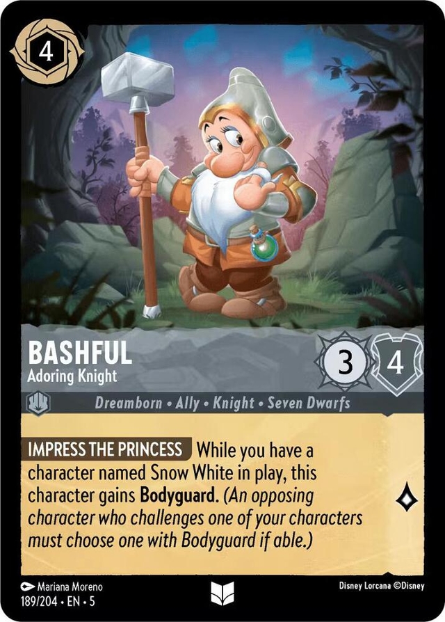 Disney Lorcana: Shimmering Skies UNCOMMON FOIL Bashful - Adoring Knight #189/204