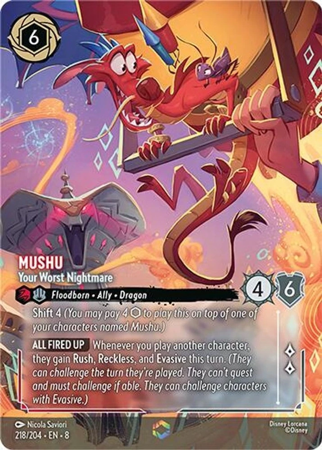 Disney Lorcana: Reign Of Jafar ENCHANTED Mushu - Your Worst Nightmare #218/204