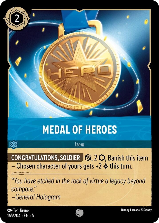 Disney Lorcana: Shimmering Skies COMMON Medal Of Heroes #165/204