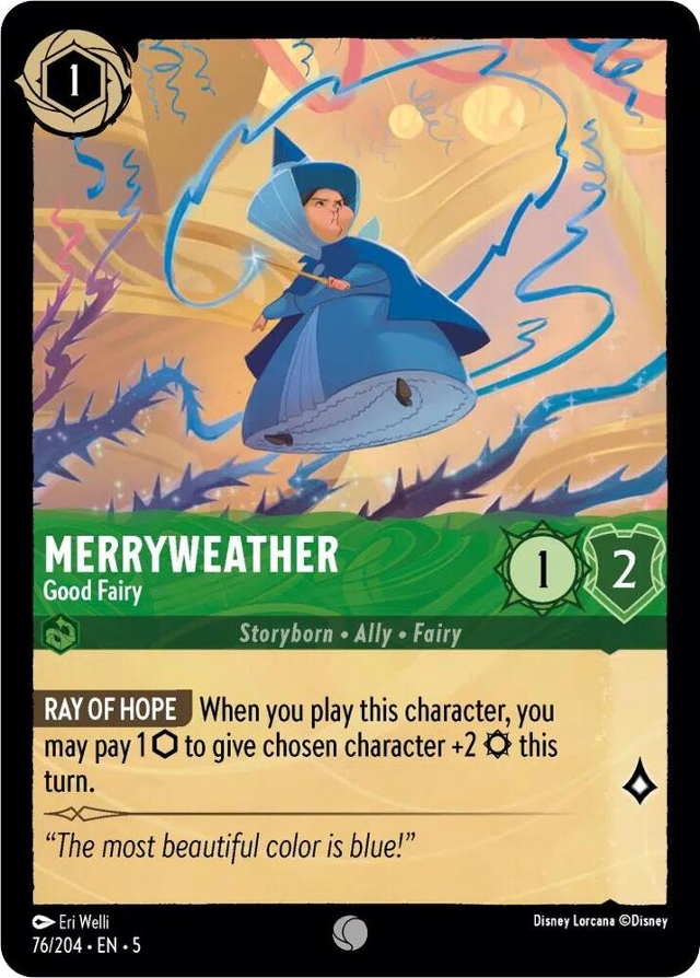 Disney Lorcana: Shimmering Skies COMMON FOIL Merryweather - Good Fairy #76/204