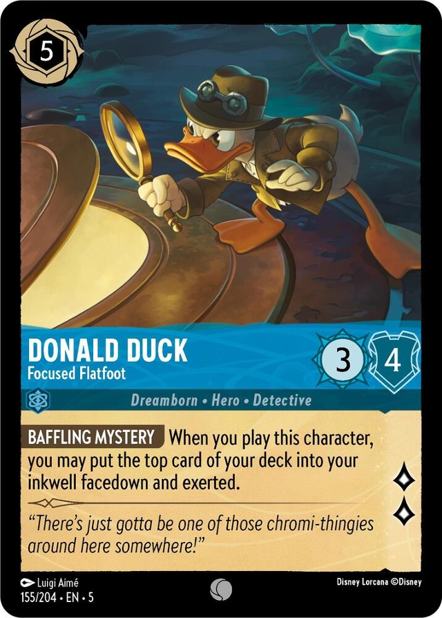 Disney Lorcana: Shimmering Skies COMMON Donald Duck - Focused Flatfoot #155/204