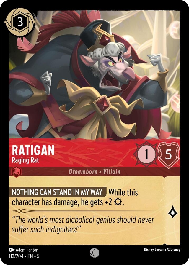Disney Lorcana: Shimmering Skies COMMON Ratigan - Raging Rat #113/204