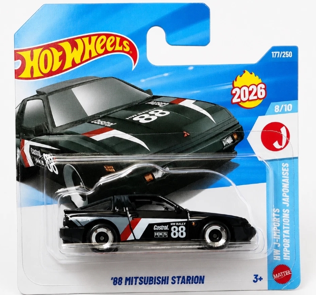 Hot Wheels '88 Mitsubishi Starion | 2026 J-Imports 8/10 Mainline (Black) SC