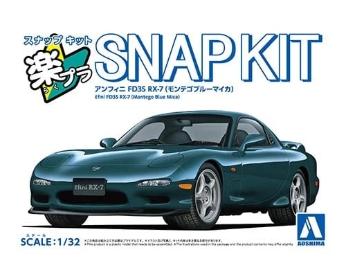 Mazda Efini RX-7 FD3S #04 Montego Blue Mica Snap Kit - Aoshima 1/32