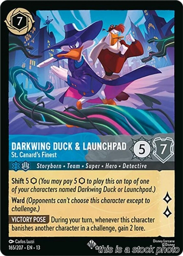 Disney Lorcana: Attack Of The Vine SUPER RARE Darkwing Duck & Launchpad - St. Canard's Finest #165/207