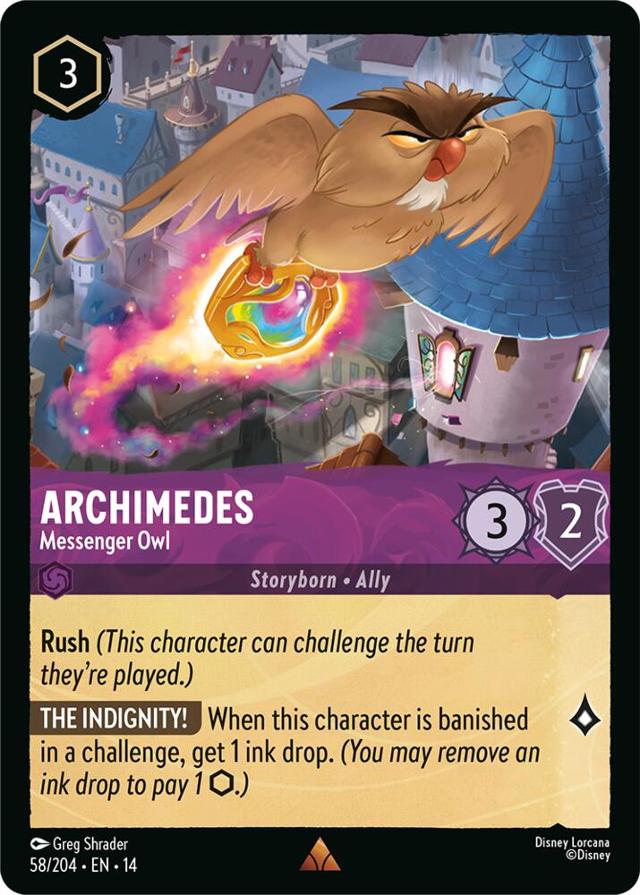 Disney Lorcana: Hyperia City RARE Archimedes - Messenger Owl #58/204