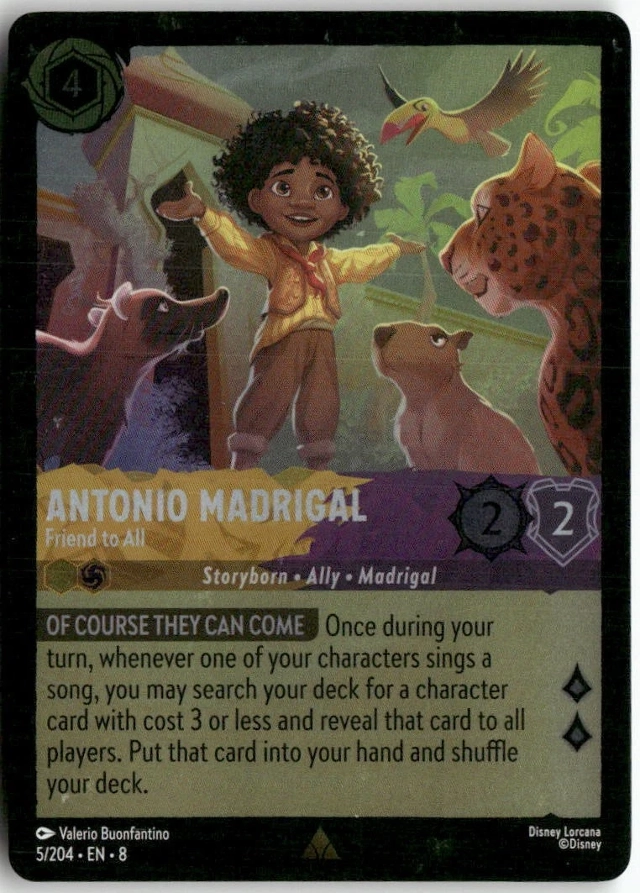 Disney Lorcana: Reign Of Jafar RARE FOIL Antonio Madrigal - Friend To All #5/204