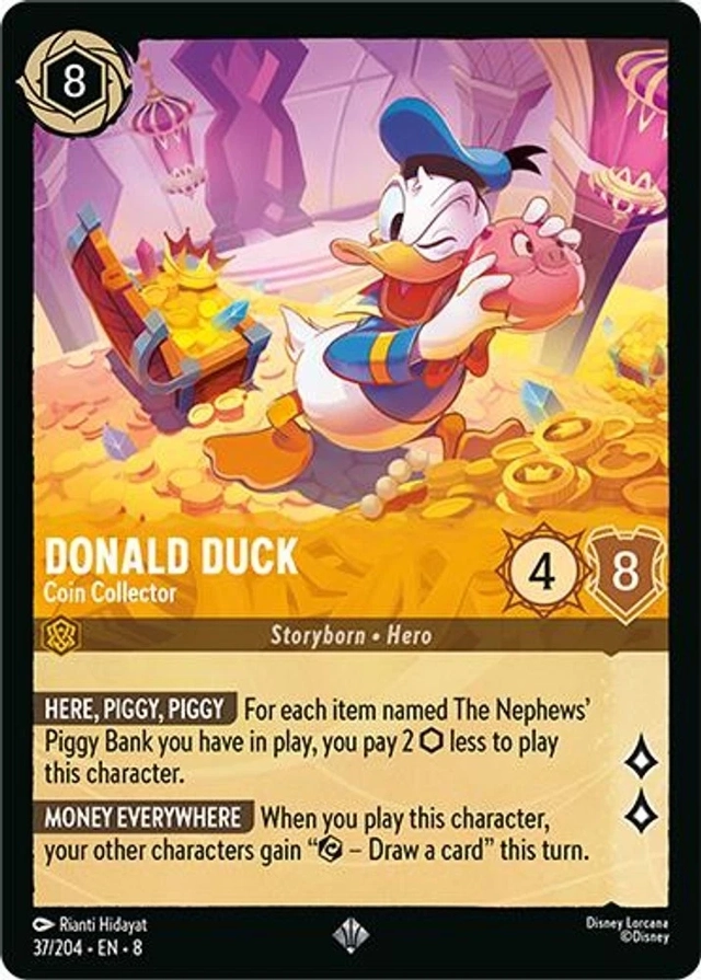 Disney Lorcana: Reign Of Jafar SUPER RARE Donald Duck - Coin Collector #37/204