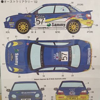 Studio 27 Decal Set Subaru Impreza WRC 2002 Rally Australia Toshihiro Arai & Tony Sircombe