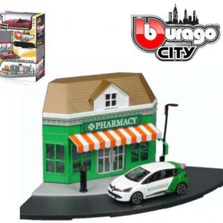 Bburago City Pharmacy with Renault Clio Build Your City
