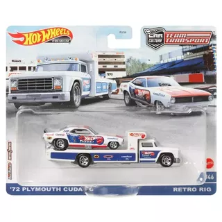 Hot Wheels Team Transport #46 Retro Rig & 1972 Plymouth Cuda FC