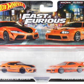 Hot Wheels Premium 2-Pack The Fast and the Furious- 2021 Toyota GR Supra & Toyota Supra