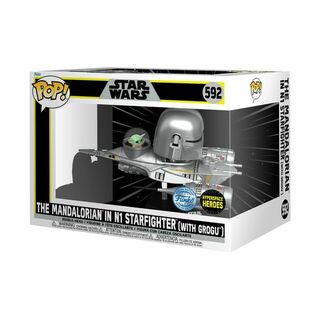 Funko Pop Vinyl Star Wars - The Mandalorian and Grogu in N1 Starfighter #592 US Exclusive