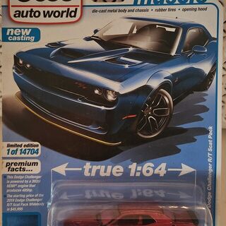 2019 Dodge Challenger R/T Scat Pack Red Chase Edition 1/64 Auto World Modern Muscle