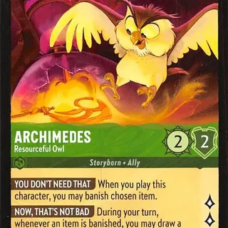 Disney Lorcana: Reign Of Jafar RARE Archimedes - Resourceful Owl #113/204