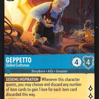 Disney Lorcana: Reign Of Jafar RARE Geppetto - Skilled Craftsman #174/204