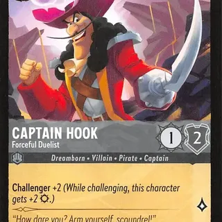 Disney Lorcana: Reign Of Jafar COMMON Captain Hook - Forceful Duelist #186/204