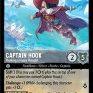 Disney Lorcana: The First Chapter RARE FOIL Captain Hook - Thinking A Happy Thought #175/204