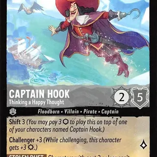 Disney Lorcana: The First Chapter RARE Captain Hook - Thinking A Happy Thought #175/204