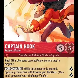 Disney Lorcana: The First Chapter RARE Captain Hook - Ruthless Pirate #107/204