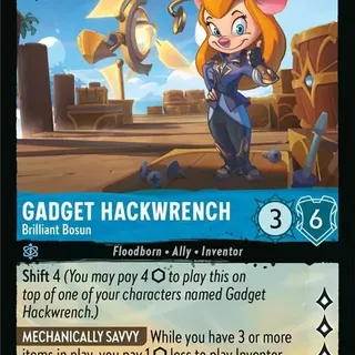 Disney Lorcana: Azurite Sea SUPER RARE Gadget Hackwrench - Brilliant Bosun #140/204