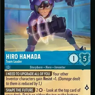 Disney Lorcana: Azurite Sea RARE Hiro Hamada - Team Leader #154/204