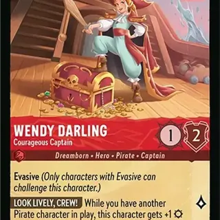 Disney Lorcana: Azurite Sea RARE Wendy Darling - Courageous Captain #108/204