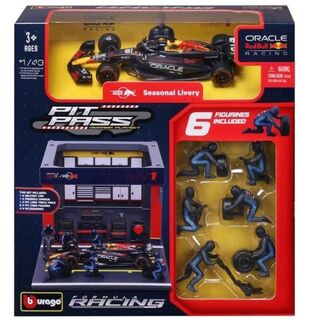 Bburago Formula Racing 2024 Red Bull RB20 F1 #1 Max Verstappen Pit Pass 1:43 Scale Diorama Playset