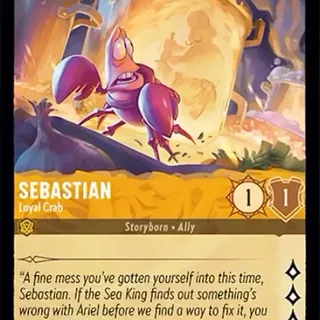 Disney Lorcana: Whispers In The Well RARE Sebastian - Loyal Crab #16/204