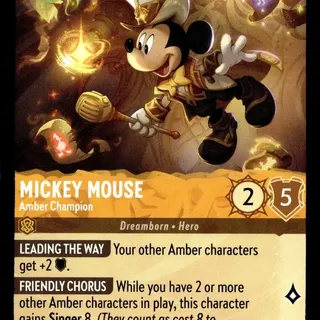 Disney Lorcana: Whispers In The Well RARE Mickey Mouse - Amber Champion #23/204