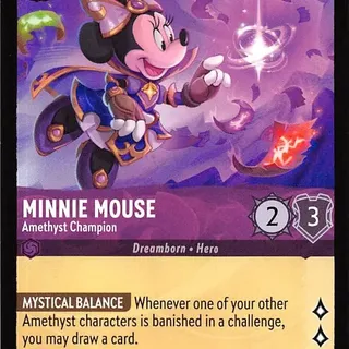Disney Lorcana: Whispers In The Well RARE Minnie Mouse - Amethyst Champion #35/204