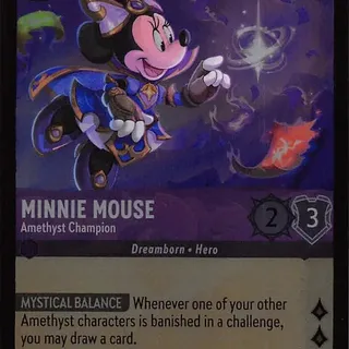 Disney Lorcana: Whispers In The Well RARE FOIL Minnie Mouse - Amethyst Champion #35/204