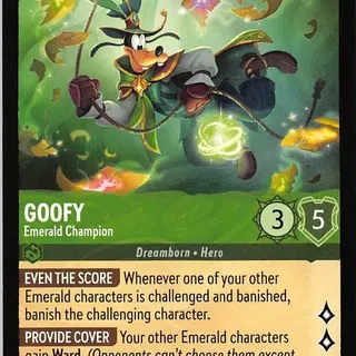 Disney Lorcana: Whispers In The Well RARE Goofy - Emerald Champion #91/204