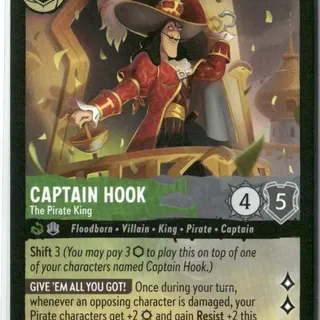 Disney Lorcana: Reign Of Jafar RARE FOIL Captain Hook - The Pirate King #109/204