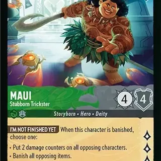 Disney Lorcana: Reign Of Jafar SUPER RARE Maui - Stubborn Trickster #110/204