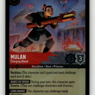 Disney Lorcana: Reign Of Jafar SUPER RARE FOIL Mulan - Charging Ahead #141/204