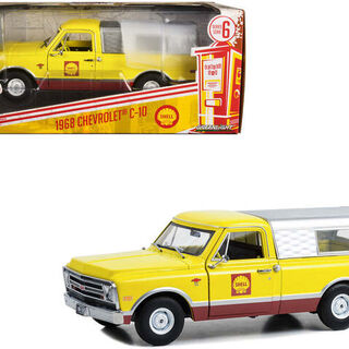 1968 Chevrolet C-10 Shell Oil Pickup with Camper Shell - Greenlight Running on Empty Series 6 - 1/24